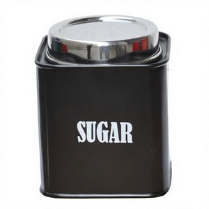 Enamel Premium Quality Stainless Steel Sugar <b>Canister</b> Black Coated Kitchen Storage <b>Set</b> Metal <b>Canister</b> Household Use/Spice Jar - Product Image 1