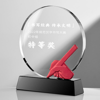 Gravure créative personnalisée main et stylo Crystal Awards Crystal Sublimation Awards Crystal Blanks Trophy Awards