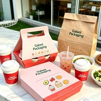 Boîte alimentaire en papier portable avec fenêtre transparente, pliable, pour emporter gâteaux et salades, impression de logo personnalisée