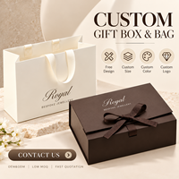 Boîte cadeau royale pliable rigide magnétique personnalisée de luxe avec ruban, poignée et logo en feuille d'or pour emballage de bijoux et produits de beauté