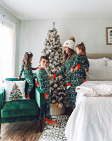 Ventes en gros de pyjamas de Noël personnalisés pour couples, enfants, femmes, en bambou, pyjamas de Noël assortis pour la famille, vêtements de nuit
