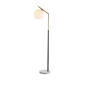 Modern LED Sphere Floor Lamp Frosted Glass Globe Energy Saving Accent Lighting Bedroom Living Room Office-Mid Century Tall Pole