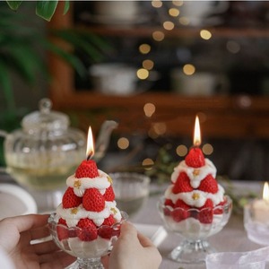 Cream Strawberry Tower Scented Candle Fruit Mousse <b>Cup</b> Handmade Creative Birthday Gift Souvenir - Product Image 3