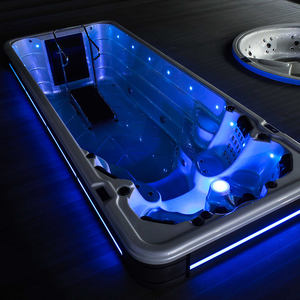 Bain à remous extérieur <span class=keywords><strong>rectangulaire</strong></span> de luxe de <span class=keywords><strong>5</strong></span>.8 <span class=keywords><strong>m</strong></span> <span class=keywords><strong>Piscine</strong></span> Spa Bois Hors sol Spa de nage autoportant Conception de <span class=keywords><strong>piscine</strong></span> sans fin - Product Image 2