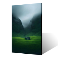 Impression sur toile d'image de peinture de prairie et de maison de conception personnalisée pour accrocher au mur