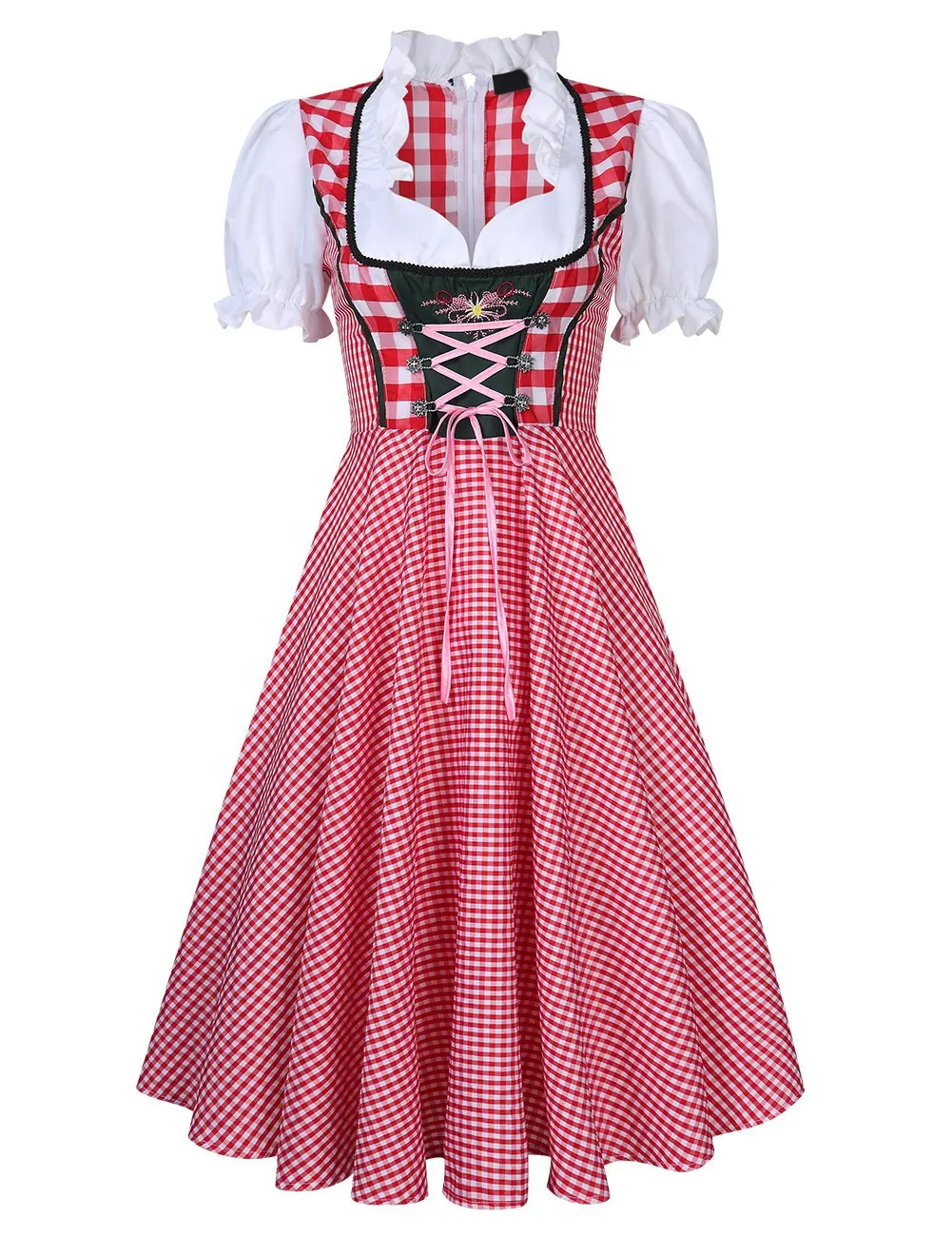 Cổ Điển Đức Dirndl Ăn Mặc Chất Lượng Hàng Đầu Ngắn Tay Áo Và Thêu Dirndl Ăn Mặc/Midi Dirndl/Đức Dirndl