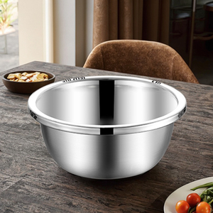 Cuenco de acero inoxidable para el hogar, utensilios gruesos para profundizar, hacer masa de pan, verduras y frutero, cuenco para sopa, cuenco para mezclar - Product Image 1