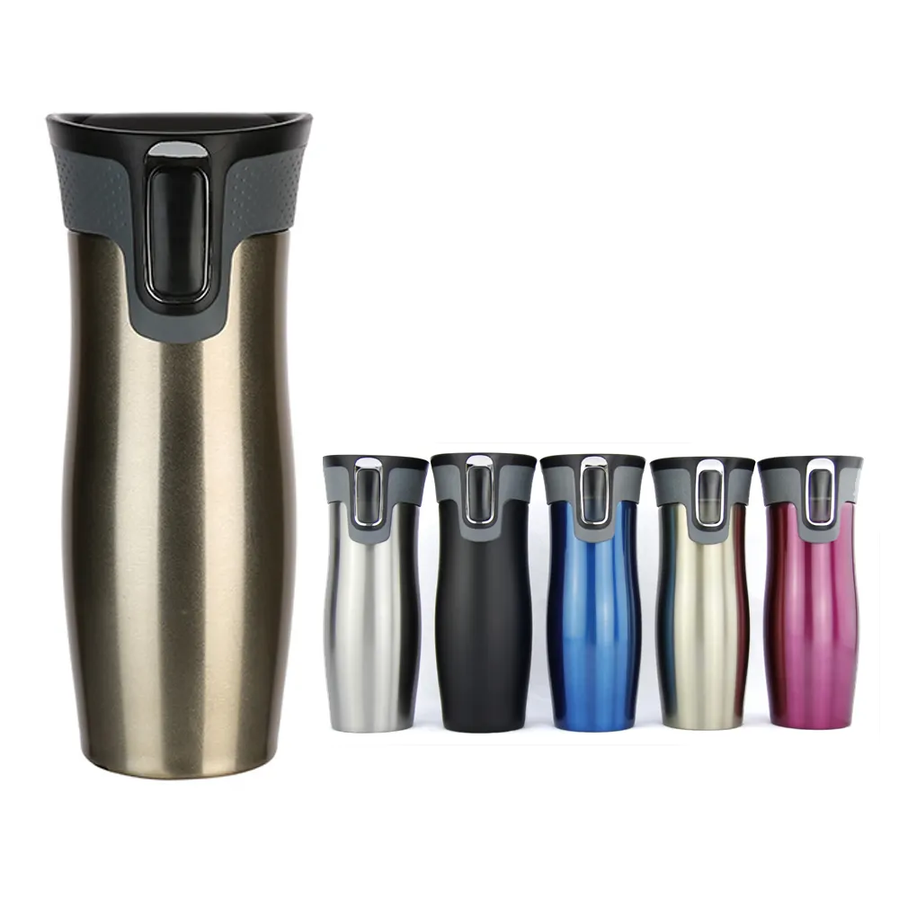 450Ml Auto Open Tumbler Dubbelwandige Roestvrijstalen Geïsoleerde Vacuümkolf Koffiemok Waterfles Reismokken Voor Relatiegeschenk