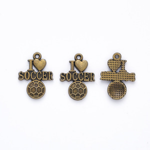 Dijes con Forma de Balón de Fútbol para la Creación de Joyas, Colgantes de Aleación de 22x16x2mm, Bronce Antiguo, Plata Antigua - Product Image 2