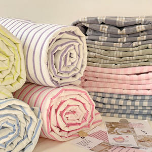 Style crème japonais couleur unie coton lavé couverture complète <span class=keywords><strong>drap</strong></span> de lit doux confortable Durable couvre-lit à un seul article - Product Image 5