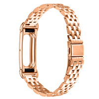Correa de reloj de acero inoxidable de 5 eslabones, correa de metal sólida de 5 cuentas con cierre de mariposa ajustable, pulsera de repuesto para Fitbit Air