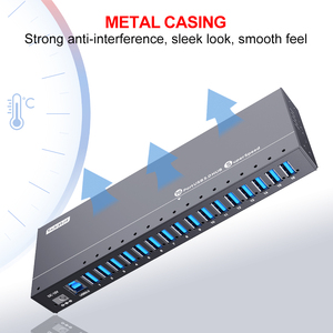 Sipolar A-316 16 <strong>Port</strong> USB 3.0 <strong>Hub</strong> Powered USB Splitter 12V 10A Adapter Data <strong>Hub</strong> for Tablet Phone Charging Station - Product Image 4