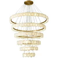 Lustre suspendu moderne de luxe américain pour escalier, en albâtre, rond, en forme d'anneau, pour salon, hôtel, hall, villa
