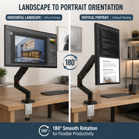 Support de bureau ergonomique pour un seul moniteur, support à ressort à gaz robuste, portée de 515 mm, pour poste de travail à domicile