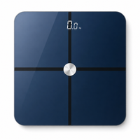 Balance connectée intelligente Bluetooth de précision pour la composition corporelle, écran LCD en verre trempé bleu marine, unités de mesure professionnelles pour la pesée à domicile