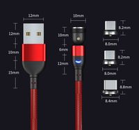 Câble de charge USB rapide en gros 3 en 1 avec LED lumineuse, câble de charge USB magnétique, câble USB magnétique
