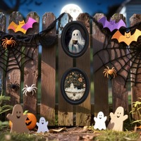 Décoration d'Halloween utilisant divers cadres en bois massif et des peintures exquises et tendance, dotées d'une valeur créative et de collection.