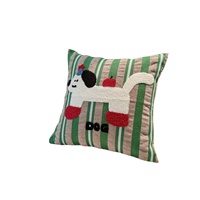 Coussin en velours nuage brodé à rayures motif pomme, broderie de dessin animé pour dossier de canapé-lit, housse de coussin personnalisée