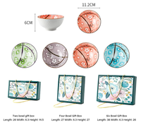 Lot de bols à riz et à soupe en porcelaine florale de 4,5 pouces, personnalisables, avec boîte cadeau, vaisselle en céramique pour souvenir de mariage