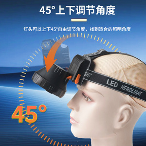ไฟตกปลาแบบชาร์จไฟได้ ไฟฉายคาดศีรษะ LED แสงสีขาวและสีน้ำเงิน สำหรับตกปลาตอนกลางคืน ล่าสัตว์ ใช้งานได้นาน 50000 ชั่วโมง - Product Image 4