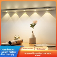 Lumière LED intelligente ultra-fine à détection humaine - Bande longue magnétique adhésive rechargeable en plastique - Style moderne minimaliste pour armoires de cuisine