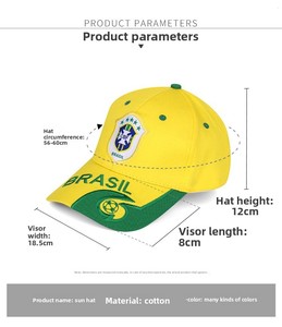 Gorra de Béisbol de Fútbol, Brasil, Argentina, Italia, Países Bajos, Portugal, Gorra con Visera, Sombrero de Ala Ancha, Algodón, 6 Paneles, Unisex, Cuatro Estaciones - Product Image 2
