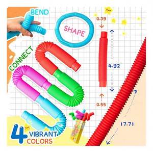 Lot de jouets sensoriels anti-stress en plastique robuste personnalisables OEM, tubes Pop Tube, jouets de poche EDC pour bébés TOYSRUNNER - Product Image 4
