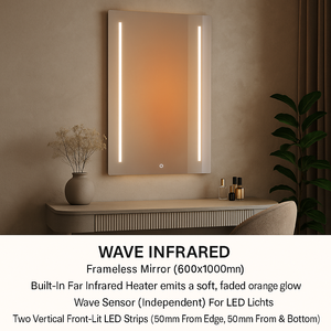 Nouveau radiateur infrarouge miroir sans cadre, étanche, avec capteur de mouvement et éclairage LED décoratif, pour salon, salle de bain et bureau - Product Image 2