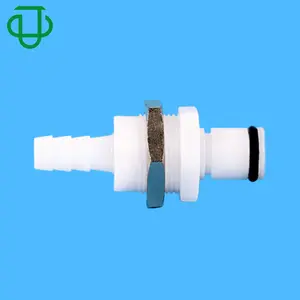 Plastic 1/4" Hose Barb Non-Valved Male Plug Quick Disconnect Panel Mount Bulkhead Coupler Tube Barbed Fittings