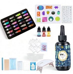 <b>Beginner</b> DIY Handmade Hand-painted Washable UV <b>Resin</b> Jewelry <b>Kit</b> Crystal Clear Epoxy Fast Curing Pendants Earrings Keychains - Product Image 1