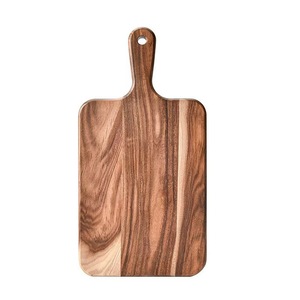 Tabla de cortar de madera de acacia de doble cara con asa, para uso doméstico, hecha de madera de mimosa, apta para exportación, tabla para pizza - Product Image 5