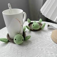 Nouveaux sous-verres en crochet faits main en forme de tortue, tapis résistants à la chaleur en acrylique, motif tortue de mer mignonne tricotée à la main, design moderne style ferme