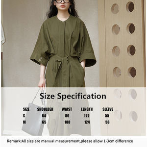 新しいスタイルの女性のルーズシャツドレス高品質の半袖和風ドレスカスタム無地の女性のロングドレス - Product Image 6