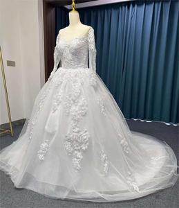 Precio de Fábrica, Vestido de Novia de Lujo con Encaje Francés, Nueva Línea 2025, Vestido de Princesa con Hombros Descubiertos y Largo hasta el Suelo, para Otoño e Invierno - Product Image 5