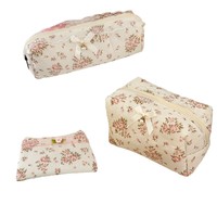 Sac de rangement tendance en dentelle florale personnalisée avec fermeture éclair, petite bourse à monnaie à nœud, trousse à crayons portable universelle pour étudiant, adorable pour femme