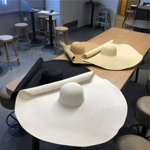 Wide Brim Hat <b>Sunscreen</b> Folding Floppy Sun Straw Hats Summer Women Beach Hats - Product Image 5