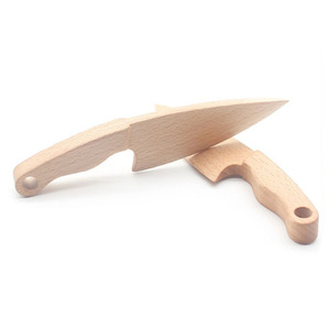 Coltelli da cucina per bambini in legno di faggio naturale Mini giocattoli da taglio personalizzati <span class=keywords><strong>coltello</strong></span> in legno per bambini per utensili da cucina - Product Image 4