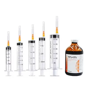 Différents types de seringues et aiguilles jetables médicales en plastique de seringue d'injection animale de haute qualité 5ml 10ml 20ml 30ml 50ml