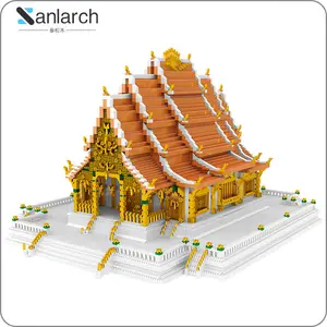 城市积木玩具积木迷你3D Diy世界著名建筑教育玩具泰国宫殿模型建筑玩具