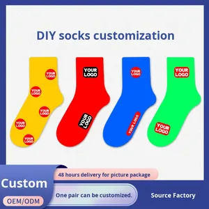 <span class=keywords><strong>Chaussettes</strong></span> de sport personnalisées pour hommes et femmes, en coton pur, avec logo personnalisé, motif brodé, texte imprimé, basket-ball, personnalisable, bricolage - Product Image 2