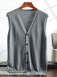 Chaleco de punto sin mangas para <span class=keywords><strong>hombre</strong></span>, estilo empresarial, cuello en V, imitación de lana, estilo minimalista, primavera - Product Image 3