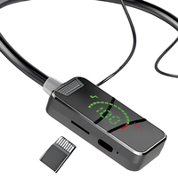 Écouteurs sans fil Bluetooth 5.4 stéréo AAC avec affichage LED et tour de cou métallique pour le sport, la course et les voyages (vente en gros)