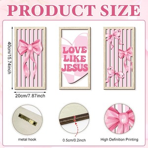 KingWIN Pink Bow Wooden <b>Wall</b> Hanging <b>Framed</b> Decor For Girl Room Home Valentine'S Day Decoration - Product Image 4