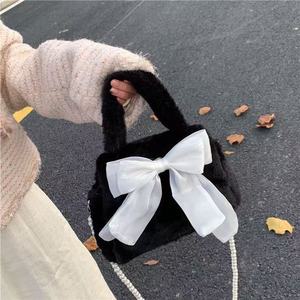Plush bowknot shoulder and <b>crossbody</b> <b>bag</b> for women - Product Image 1
