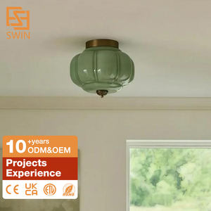 Amerikaanse Vintage Hal Plafondlamp Midden Oude Glazen Ijzeren Pompoen Lamp Restaurant Plafondlamp - Product Image 2