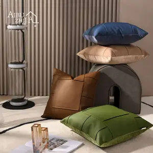 AIBUZHIJIA-fundas de almohada neutra para decoración del hogar, fundas de almohada cuadradas decorativas suaves de Color liso de 18x18 pulgadas para sofá, dormitorio, Coche