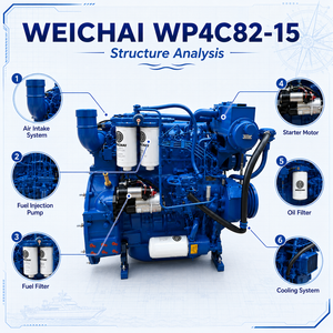 Moteur marin Weichai série WP4 WP4C82-15, 60 kW, 82 CV, 1500 tr/min, moteur diesel pour bateau, bateau de pêche <span class=keywords><strong>et</strong></span> utilisation auxiliaire marine - Product Image 4
