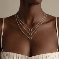 Collier en acier inoxydable avec pendentif cercle géométrique et chaîne à maillons plaquée or 18 carats pour femme, accessoires de bijoux DIY, cadeau