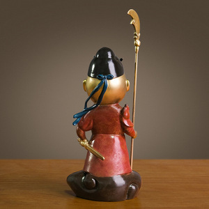 Figurine en laiton Guan Gong version Q, en cuivre et or, faite à la main, décoration de dessin animé, cadeau du Nouvel An chinois pour le salon - Product Image 4