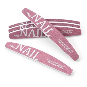 Limas de uñas de media luna con logotipo personalizado, bloque de lijado de búfer de doble cara Rosa grueso 100/180 <span class=keywords><strong>para</strong></span> moler uñas de los dedos, <span class=keywords><strong>esmeril</strong></span> hecho - Product Image 4